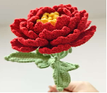 Afghan Peony Red Crochet Flower